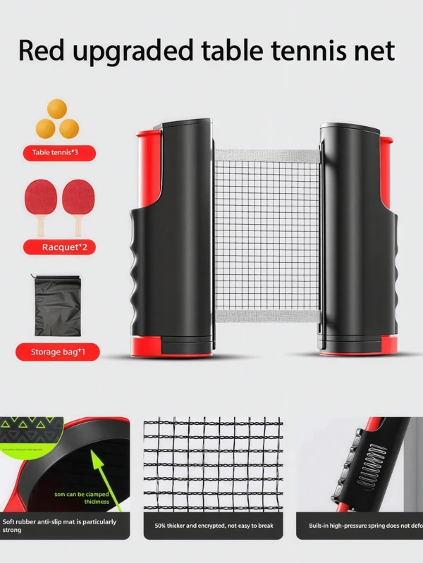 Juego de paletas de ping pong FBSPORT, set portátil de tenis de mesa con red retráctil, paletas, pelotas y bolsa de transporte para juegos interiores/exteriores