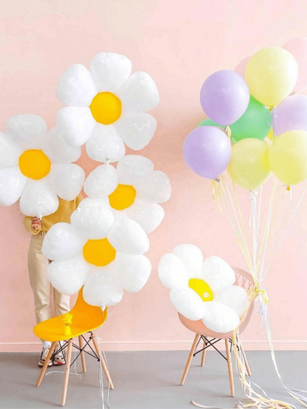 10pcs/Set Flower Shaped Balloon(2 Large, 3 Medium, 5 Small),Sunflower Balloon, Oversized Floral Balloon For Photography Background Prop And DIY Balloon Decor Stickers, Multi-Option Daisy Foil Balloon Set For Fashion Party Decoration, Birthday, Wedding, Suitable For Party, Birthday, Gathering, Holiday Decor, Can Be Inflated With Helium Modern Floral Shaped Decoration Balloon