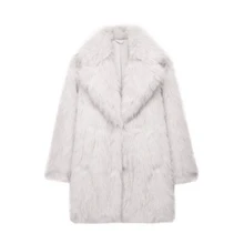 Áo khoác lông giả rộng rãi ấm áp phong cách Âu Mỹ cỡ lớn DEEKA Winter New cho nữ cỡ lớn - Màu be - Xem 10