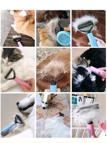 Escova de remoção de pelo e pente desembolador eficaz para cães e gatos - Ferramenta de tosa profissional para remoção de emaranhados e nós - Reduz a queda de pelo e promove um pelo saudável