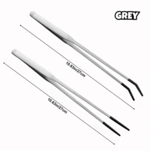 2PCS Stainless Steel Reptile Feeding Tongs With Rubber Tip,Straight & Curved Long Tweezers For Aquarium Or Craft, Bearded Dragon Tank Snakes Enclosure Accessories, Terrarium Supplies - Multicolor - View 13