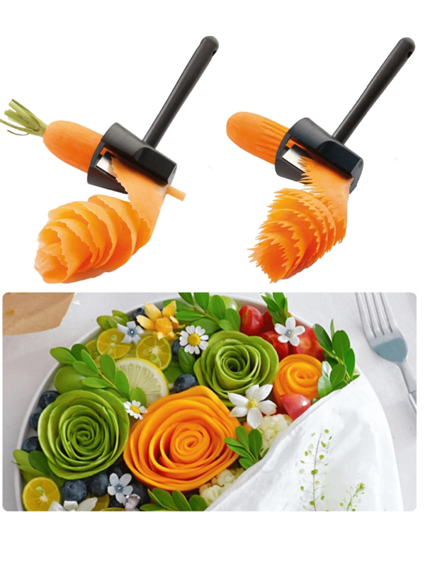 1pc Stainless Steel Creative Spiral Funnel Flower Cutter Grater Flower Roller Cucumber Carrot Carving
