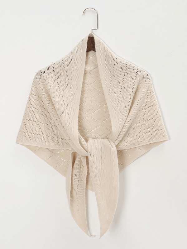 1 Pc Women Knit Fashion Geometric Hollow Pattern Warm Shawl Scarf Cape, Suitable For Autumn/Winter Indoor Wear