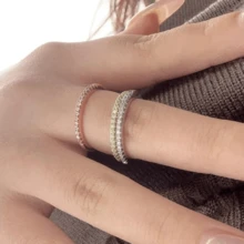 VKHK 1pc Luxury Sparkling Zirconia Stone Embedded Single Ring, Suitable For Women's Daily And Wedding Wear, Gift