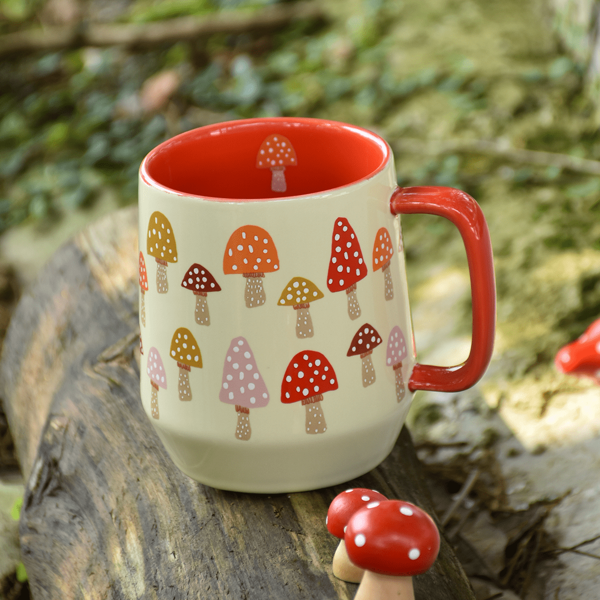1pc 600ml Cute Mushroom Shaped Mug, Suitable For Daily Use