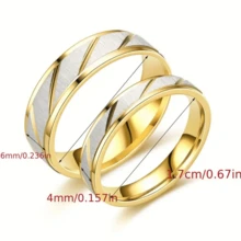 1pc Stainless Steel Couple Rings, Wave Design Engagement/Wedding Rings For Men & Women, Jewelry Gift - Women - View 6