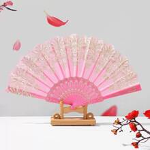 1pc Mother's Day Gift Plastic Fan Gold Stamping European Style Noble And Elegant Summer Small Hand Fan
