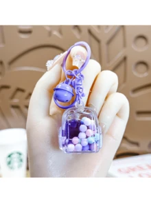 Cartoon Oil Dripping Liquid Quicksand Keychain, Delicate Ornament, Accessory, Decoration, Vending Machine Small Gift