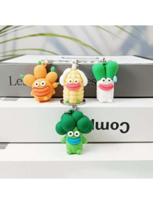 Cartoon Funny Fruit & Vegetable Design Key Chain, Sausage Mouth Cute Vegetable Pendant Bag Charm Accessory
