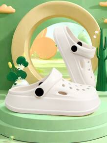 Summer New Boys And Girls Simple Hole Shoes For Home And Outdoor Daily Leisure Beach Wear Solid Color Comfortable Flat Slippers Fashionable Style