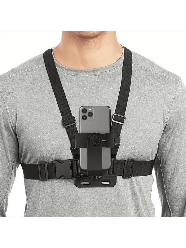 Correa para el pecho/Soporte de teléfono tipo chaleco, adecuado para deportes al aire libre, ocio y entretenimiento, filmación en primera persona para teléfonos inteligentes, soporte para el pecho compatible con iPhone, teléfonos Android, regalo para cumpleaños, familia, amigos, accesorio para teléfono