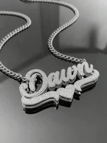 Customized Stainless Steel Double Layer Necklace, Heart & English Letter Clavicle Chain Pendant Jewelry, Ideal Gift For Couples, Friends, Family, Mother's Day, Available In Gold & Silver, Fashionable, Retractable, Simple, Casual, Personalized, Unique Gift For Girlfriend, Mom, Family, Friends, Daughter For Anniversary, Valentine's Day, Mother's Day, Birthday, Graduation, Daily Wear, Wedding, Prom,Gold,Stylish,Colorful,Vintage,Hipster,Simple,Y2k,2000s Fashion,Custom,Personalized,Unique,Ideal Gifts For Him,Ideal Gifts For Her,Her,Boyfriend,Girlfriend,Dad,Mom,Family,Friends,For Anniversaries,For Birthdays,For Graduation,For Prom,For Party,Jewelry Women,School Supplies,Back To School,For Office,For School,For Classroom,For Teacher Gifts,For University,For Colleague,For Dorm Rooms,For Teacher,For Boys And Girls,For Teenagers,Junior High School Students,Middle School Students,High School Senior High School Students,College Students,University Students,Freshman,Sophomore,Underclassmen - Multicolor - View 6