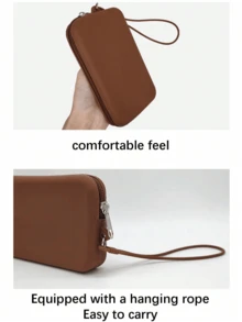 1 件硅胶材质多功能化妆收纳包，大容量收纳包，带抽绳的简约化妆包，便携式口红/硬币/数码/旅行包，防震耐压，耐热易清洁，美容化妆工具。