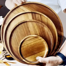 1 Stück Rosenholz Tablett, dekoratives Holztablett, Mehrzwecktablett, geeignet für Badezimmer Waschtisch, Schmuckaufbewahrung, Bauernhaus Kaffeetisch Dekoration, rundes Holztablett Haushaltessentielle, ideal für Feiertage oder Dining