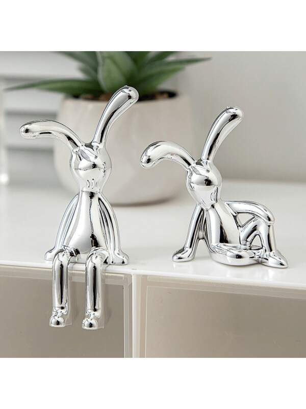 1 Set Of 2pcs Nordic Modern Electroplated Creative Rabbit Decor, Luxury Living Room, Car, TV Cabinet, Bedroom Home Decoration