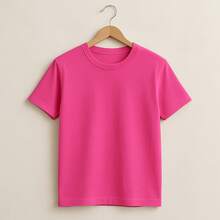 KIT 5 Basic Plain T-Shirts 100% Cotton 30.1 Unisex - Baby Pink + Baby Blue + Orange + Yellow + Pink - View 3