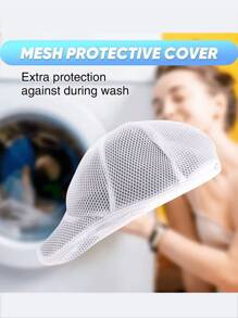 1pc Polyester Thick Mesh Laundry Bag, Convenient For Adult Use, Anti-Deformation Hat Holder, Baseball Cap Wash Bag