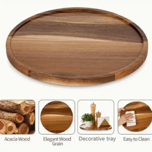 1 Stück Rosenholz Tablett, dekoratives Holztablett, Mehrzwecktablett, geeignet für Badezimmer Waschtisch, Schmuckaufbewahrung, Bauernhaus Kaffeetisch Dekoration, rundes Holztablett Haushaltessentielle, ideal für Feiertage oder Dining