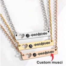 Customized Music Code Necklace, Custom Engraved Music Code Necklace, Personalized Stainless Steel Hollow Heart Rectangular Necklace, Customized Music Song Jewelry Unique Handmade Gifts Music Lovers Gifts Birthday Gifts Christmas Gifts