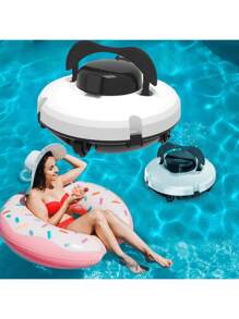 Kabellose robotische Poolreinigung, automatischer Poolsauger, 90-minütige Laufzeit, leistungsfähig, selbstparkend, leicht, ideal für flache/unterirdische Pools bis zu 20 Meter / 100 Quadratmeter