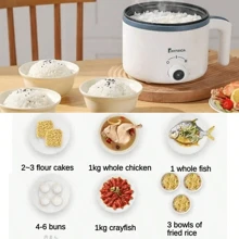 RAF Fogão e Vapor Elétrico Portátil Mini Para 1-3 Pessoas. Panela Elétrica Antiaderente Versátil Para Cozinhar a Vapor e Ferver Frango, Macarrão, Arroz, Sopa, Mingau, Aveia, Pães e Muito Mais, Rápido e Conveniente