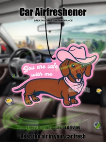 Kawaii'wiener Dog,Dachshund &STRAWBERRY&CHERRY' Y2K Patterns Design , Car Air Freshener Pendant - Cartoon Anime Style For Rearview Mirror, Vent Clip, Home & Office Decor, Creative & Fun Design, Idea Gifts For Friend