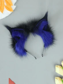Fluffy Plush Faux Animal Ear Headband, Cute Anime Cosplay Wolf, Lynx, Bobcat Ears Hair Accessory