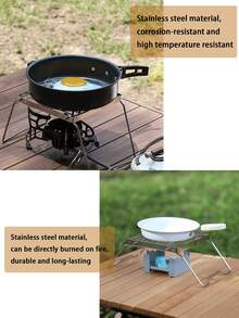 Outdoor Camping Stove Stand, Portable Foldable & Detachable Heating Rack, High Quality Stainless Steel Striped Grid BBQ Holder - Silver - View 4