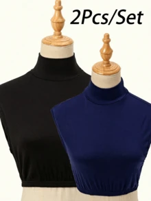 2 chiếc khăn choàng cổ tròn màu trơn cỡ lớn cho nữ, tấm che kín đáo, cổ áo, cổ lọ tay dài, khăn choàng giữ ấm cổ mỏng thanh lịch dành cho nữ, mềm mại và thoáng khí, đa năng cho mọi mùa để mặc trang phục trang trí Giáng sinh - 2 vòng cổ giả - Xem 5