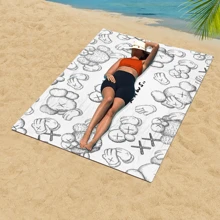 1 pièce Serviette de plage surdimensionnée respirante à motif bande dessinée noir et blanc, serviette enveloppante, serviette de bain douce et légère à séchage rapide, serviette très absorbante pour les voyages d'été, les vacances, la décoration de salle de bain, les essentiels de plage