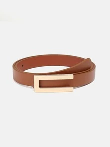 1 pezzo Cintura casual in PU (poliuretano) di colore tinta unita per donna, fibbia rettangolare, adatta per uso quotidiano, estate, scuola, autunno, Ognissanti - A - Visualizzare 17