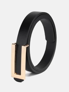 1 pezzo Cintura casual in PU (poliuretano) di colore tinta unita per donna, fibbia rettangolare, adatta per uso quotidiano, estate, scuola, autunno, Ognissanti - A - Visualizzare 2