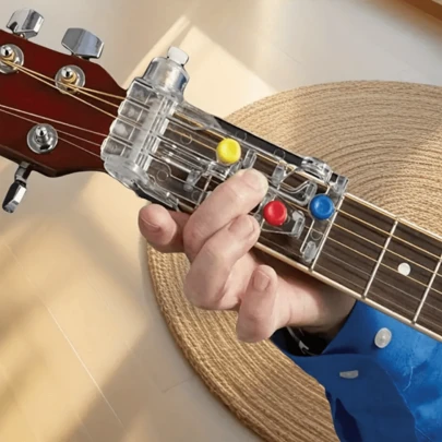 1/2 piezas Herramienta de ayuda para practicar acordes de guitarra - Entrenador de fuerza de dedos transparente con botones codificados en color, fácil de conectar con el mástil, regalo perfecto para amantes de la guitarra, herramienta de posicionamiento de dedos/herramienta de guitarra ergonómica/herramienta para el desarrollo del carácter, acrílico