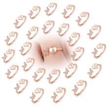 TUANZISP 1pc Elegant Copper Butterfly Heart Letter Ring, Adjustable Personalized Initial A-Z Rings, Fashionable & Casual Jewelry Gift For Women