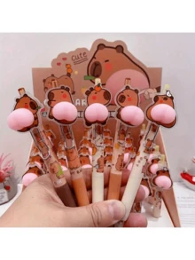 6/3/1 支装水豚屁股形卡通创意减压挤压圆珠笔，学校用品，返校