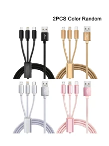 1pc 3-IN-1 Fast Cables, Compatible With IPhone, Type-C Phones, Android Phones. Nylon Braided USB Charging Cable, Universal Fast Charge USB To Lightning/Type-C/Micro USB Connector Cord, Data Transmission Compatible With IPhone, Compatible With Samsung, Fast Charging Usb Data Cable Usb Fast Multiple Charging Cable Colorful Type C Micro Charger Cable MFi Certified