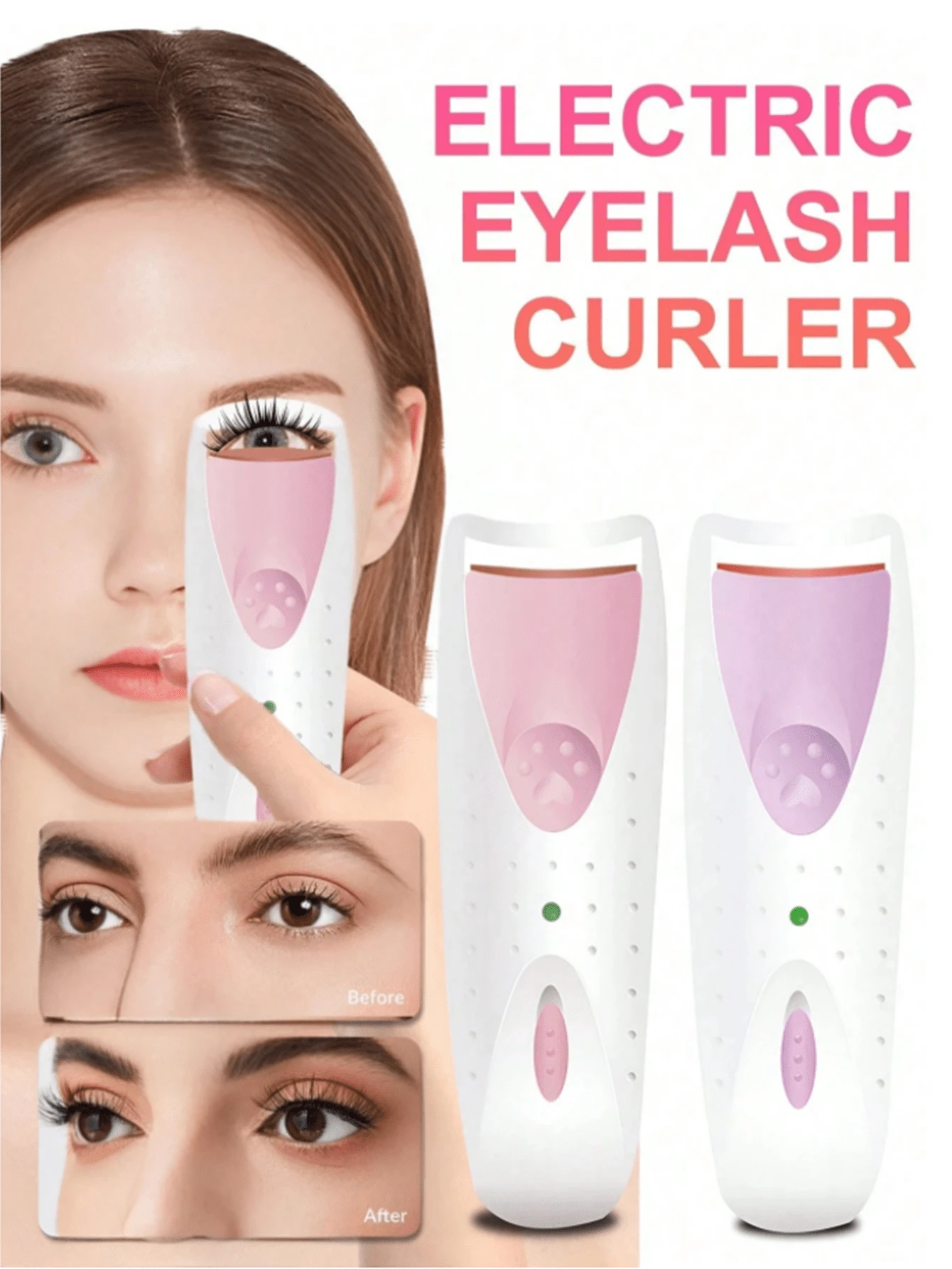 1pc/2pcs Fashion & Practical Electric Eyelash Curler, Electric Eyelash Curling & Heating Tool, Eyelash Curler Requires 1 AAA Battery (Battery Not Included) - Multicolor - View 1