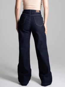 Women's Wide Leg Pants Sawary Elastane Comfortable Premium Original Simple Pocket Zipper Button Daily Winter - 藏蓝色 - 查看 5