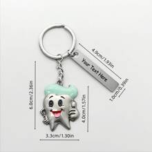 Personalisierte Zahn Schlüsselanhänger, Cartoon Zahn Schlüsselring mit Gravur, lustiger Schlüsselanhänger Zahn Fee Zahnarzt Zahnmedizin, Weihnachtsgeschenke für Ihn/Sie, Geschenke für Kollegen