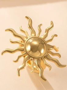 1/3/6 peças, anéis de aço de titânio ajustáveis decorados com strass, luxuosos, dourados, exagerados, florais, quadrados, sol e estrela do mar, enviados aleatoriamente, adequados para mulheres, combinação diária, presente, casamento e festa