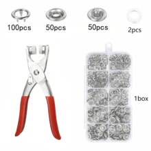 201件五爪扣安裝套件,衣扣維修套件,附壓合工具,無需縫紉的扣子,容易安裝（50套扣子,1個安裝工具） - 彩色 - 查看 10