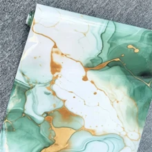 1 Roll Marble Pattern Contact Paper, Glossy Vinyl Self-Adhesive Waterproof Countertop Decorative Wallpaper, Removable Granite Backsplash Sticker, Suitable For Home Decor Kitchen Accessories Kitchen Room Decor Wall Decor Wall Paper Wall Stickers Kitchen Decor - Cadet Blue - View 3