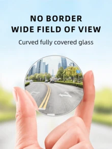 2pcs Fit Wide-Angle Blind Spot Mirrors For Cars – Enhanced, Durable ABS Material, Easy Adhesive Installation, Convex Design For Better Visibility - Grey - View 5