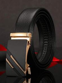 1pc Men's Classic Business Style Leather Belt, Suitable For Daily Work Wear - Black - View 11