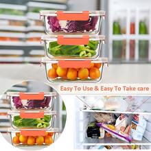 10/2 Pc Orange Glass Food Storage Container Lid, Airtight Glass Meal Preparation Container, Reusable Food Container With Leak-Proof Latch Lid, Suitable For Leftovers, Takeout, Oven, Microwave, Refrigerator, Frozen Lunch Container - Orange - View 6