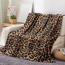 1pc Luxurious Leopard Print Flannel Blanket - Soft, Cozy & Hypoallergenic, Ideal For Sofa, Bed, Office, And Outdoor Use - All-Season Comfort, Bohemian Style, Hand Wash Only, Blanket