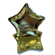 20pcs/10pcs/-7in-Thick Star Shaped Paper Plates Disposable Party Plates Pentagram Cutlery Plates Graduation Independence Day Wedding Birthday - Ramadan Festival, (Gold) - Gold - View 2