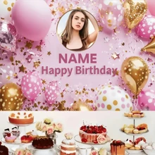 1 buc. Fundal personalizabil roz strălucitor pentru petrecere de ziua de naștere cu baloane cu buline - Banner personalizat pentru La mulți ani, potrivit pentru aniversări și sărbători, ideal pentru decorul cabinei foto, disponibile în mai multe dimensiuni