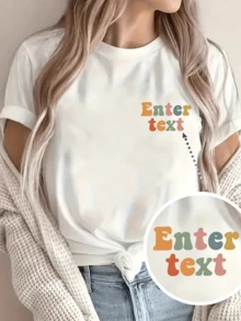 Camiseta de ajuste holgado personalizada con texto, uniforme grupal personalizado para reuniones familiares, personaliza tu texto para usar en otoño, top de mujer, blanco, regalo de vacaciones, regalo del Día de San Valentín, regalo de aniversario, regalo de boda, regalo para la mejor amiga, festival de música, ornamental, perro, único, personalizado, regalos ideales para ella, familia, amigos, niñas rosadas, para vacaciones, para aniversarios, romance delicado, chic utilitario, nuevo estilo de mujer para otoño, estampado gráfico