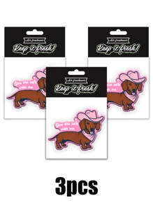 Kawaii'wiener Dog,Dachshund &STRAWBERRY&CHERRY' Y2K Patterns Design , Car Air Freshener Pendant - Cartoon Anime Style For Rearview Mirror, Vent Clip, Home & Office Decor, Creative & Fun Design, Idea Gifts For Friend